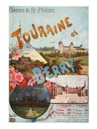 Touraine, France - Amboise, Blois, Chambord, and Valensay Castles, Orleans Railway Postcard, c.1918